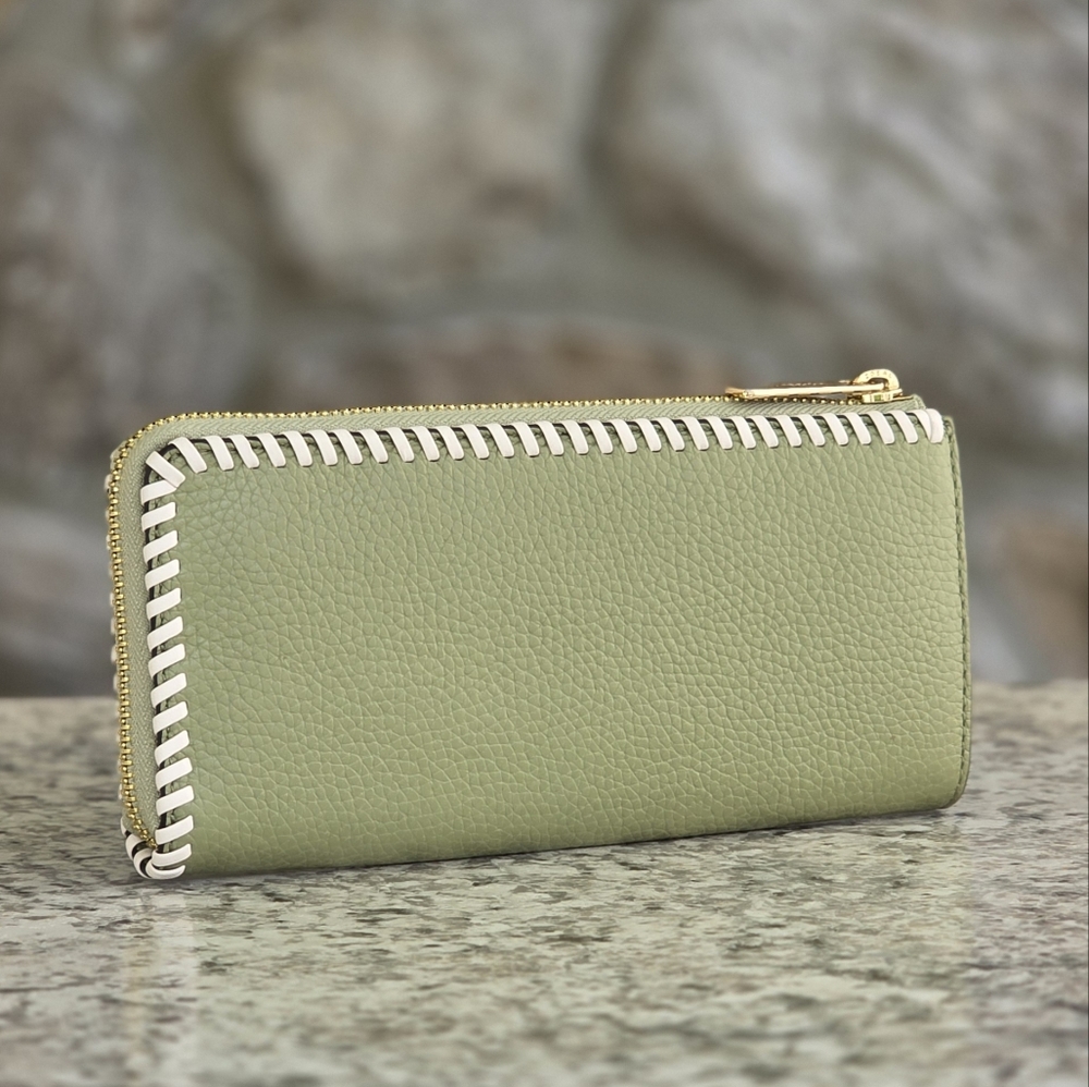 Michael Kors Jet Set Large Green Whipstitch Wallet - Picture 2 of 6